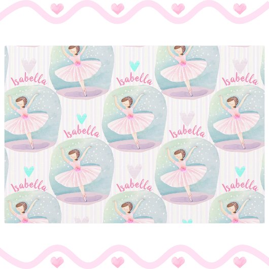 任意の名前バレかわいらしエプリンセスバレリーナギフト ラッピングペーパーシート