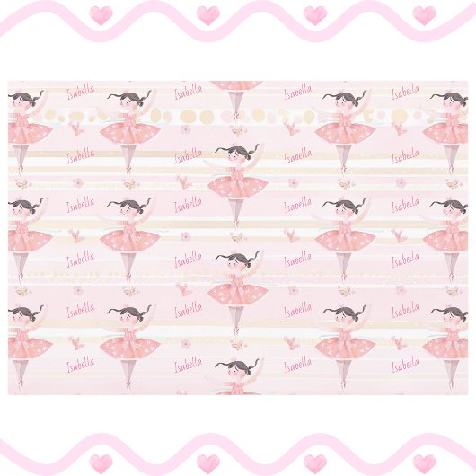 任意の名前バレかわいらしエプリンセスバレリーナギフト ラッピングペーパーシート