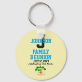 任意の名前ファミリ懇親会ライトイエロー任意の日付 キーホルダー (正面)