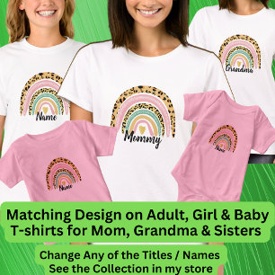 任意の名前ママmommy祖母ボホレインボマッチング tシャツ