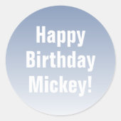 任意の名前、ハッピーバースデー+任意の色グラデーション ラウンドシール (正面)