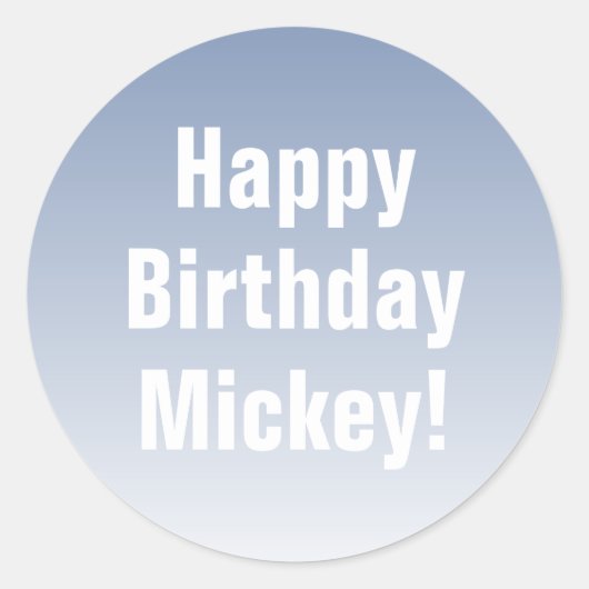 任意の名前、ハッピーバースデー+任意の色グラデーション ラウンドシール (正面)