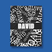 任意の名前、名前のコラージュを追加する白黒 フリースブランケット