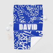 任意の名前、名前のコラージュを追加する青と白 ゴルフタオル (インサイチュ)