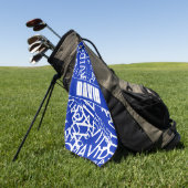 任意の名前、名前のコラージュを追加する青と白 ゴルフタオル (グリーン)