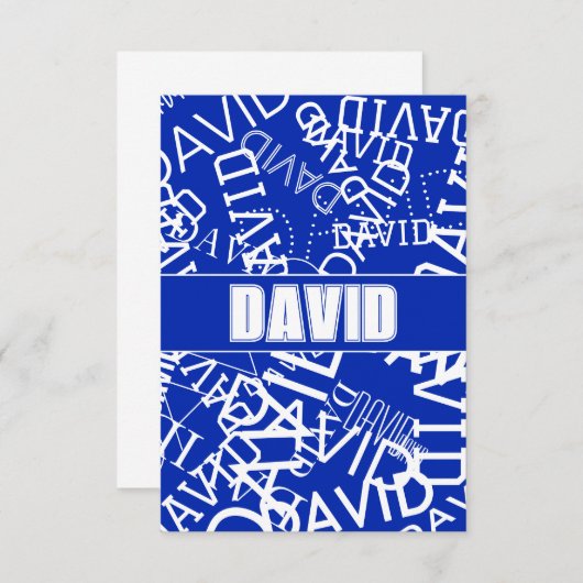 任意の名前、名前のコラージュを追加する青と白 サンキューカード (正面/裏面)