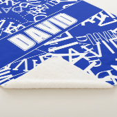 任意の名前、名前のコラージュを追加する青と白 シェルパブランケット (3/4)