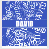 任意の名前、名前のコラージュを追加する青と白 シール (シート)