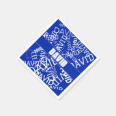 任意の名前、名前のコラージュを追加する青と白 スタンダードカクテルナプキン (角)