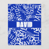 任意の名前、名前のコラージュを追加する青と白 チラシ (正面)