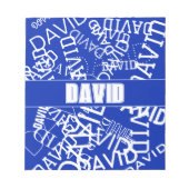 任意の名前、名前のコラージュを追加する青と白 ノートパッド (正面)