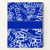 任意の名前、名前のコラージュを追加する青と白 ノートブック (裏面)