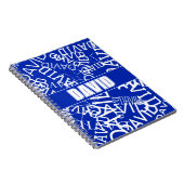 任意の名前、名前のコラージュを追加する青と白 ノートブック (右側)