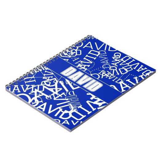 任意の名前、名前のコラージュを追加する青と白 ノートブック (左側)