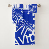 任意の名前、名前のコラージュを追加する青と白 バスタオルセット (インサイチュ)