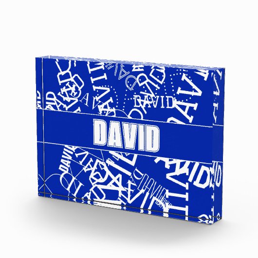 任意の名前、名前のコラージュを追加する青と白 フォトブロック (右)