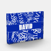 任意の名前、名前のコラージュを追加する青と白 フォトブロック (左)