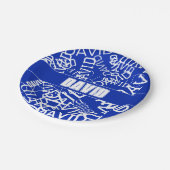 任意の名前、名前のコラージュを追加する青と白 ペーパープレート (アングル)