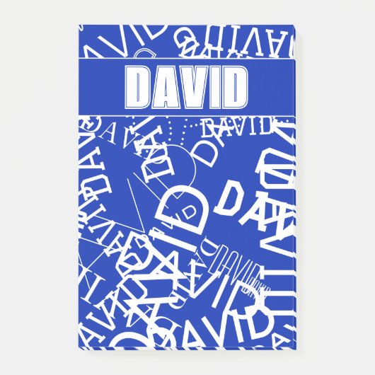 任意の名前、名前のコラージュを追加する青と白 ポストイット (正面)