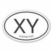 任意の国の楕円形の国コードのビニールシール シール (正面)