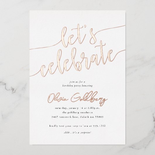 任意の場合はフォイル祝招待状 箔招待状 (正面)