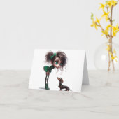 任意の大事な行事アニメーションダックスシュント カード (黄色い花)