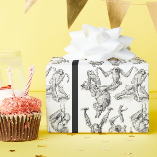任意の大事な行事オランウタンキュートアペ ラッピングペーパー (誕生日パーティー)