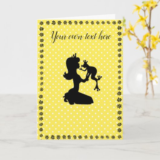 任意の大事な行事カエルプリンセスグリーティングカード カード (黄色い花)