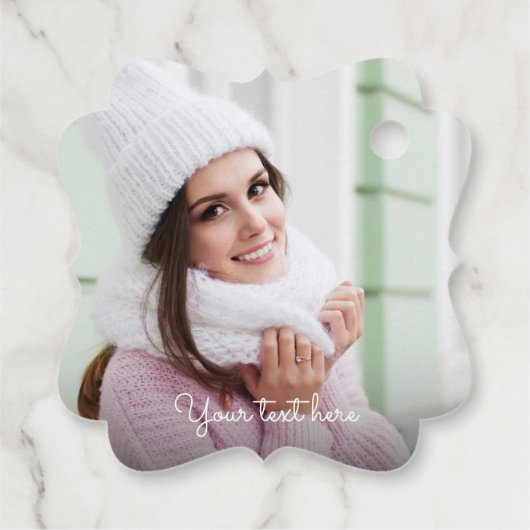 任意の大事な行事カスタムフォトメッセージカード フェイバータグ (裏面)