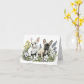 任意の大事な行事グリーティングカードフランス犬 カード (黄色い花)