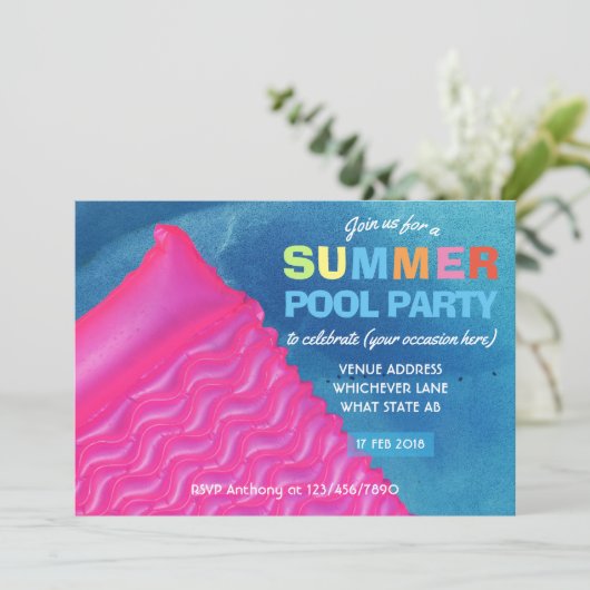 任意の大事な行事サマープールパーティの招待状 招待状 (スタンド正面)