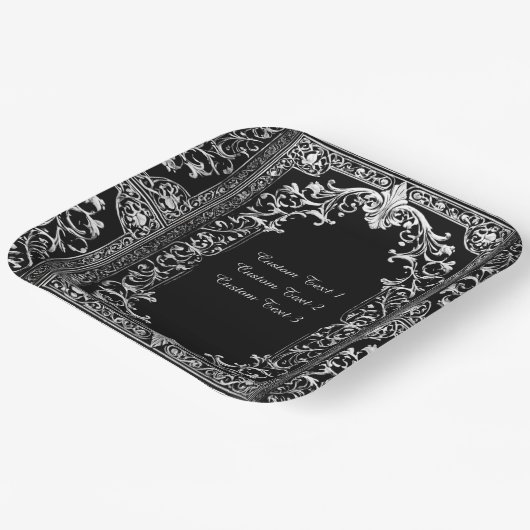 任意の大事な行事シルバーフレーム ペーパープレート (傾斜あり)