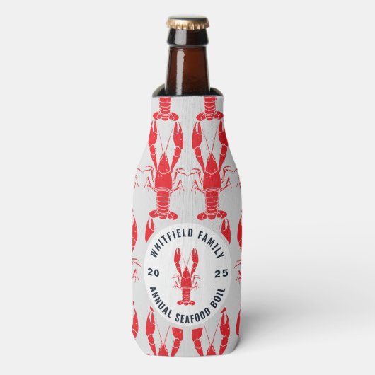 任意の大事な行事ファミリーロブスターボイルカスタム ボトルクーラー (ボトル正面)