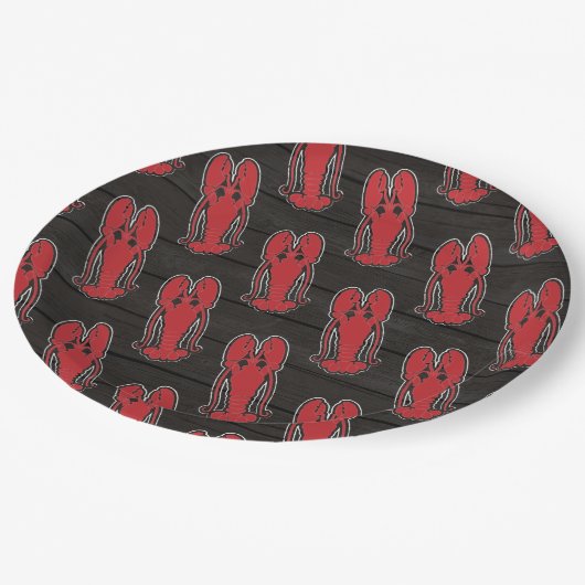 任意の大事な行事ロブスター焼く/素朴な裏庭を沸騰 ペーパープレート (アングル)