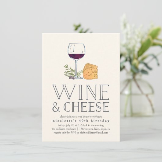 任意の大事な行事ワインとチーズパーティの招待状 招待状 (スタンド正面)