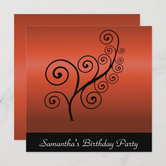 任意の大事な行事招待状赤 招待状 (正面/裏面)