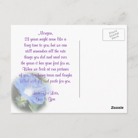 任意の大事な行事用の朝顔はがきカスタマイズ-  ポストカード (裏面)