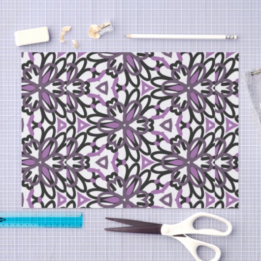 任意の大事な行事紫と灰色の幾何学的デザイン 薄葉紙 (クラフト)