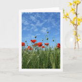 任意の大事な行事 – ノートカード – 牧草地の赤いケシ (黄色い花)