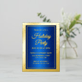 任意の大事な行事・ブルー・金ゴールド・スクリプトに対する独自の作成 箔招待状ポストカード (立ち正面)