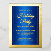 任意の大事な行事・ブルー・金ゴールド・スクリプトに対する独自の作成 箔招待状ポストカード (正面)