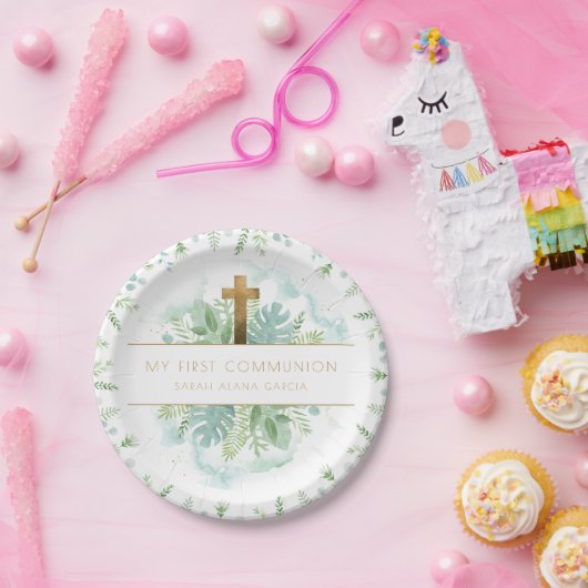 任意の宗教イベント、エレガント緑と青の緑 ペーパープレート (パーティー)