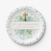 任意の宗教イベント、エレガント緑と青の緑 ペーパープレート (正面)