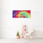 任意の年および絞り染めパーソナライズされた誕生日バナー 横断幕 (インサイチュ)