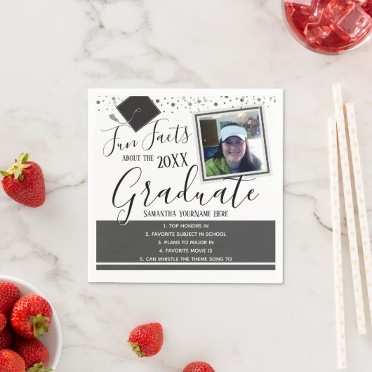 任意の年のおもしろいの事実とフォトグレーナプキン スタンダードカクテルナプキン (インサイチュ)