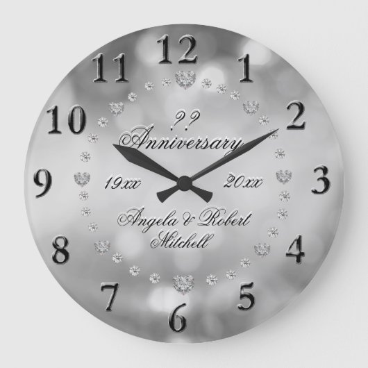 任意の年のエレガント記念日 ラージ壁時計 (正面)