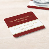 任意の年のカスタム懇親会クラスパーティー紙コースター スクエアペーパーコースター (アングル)