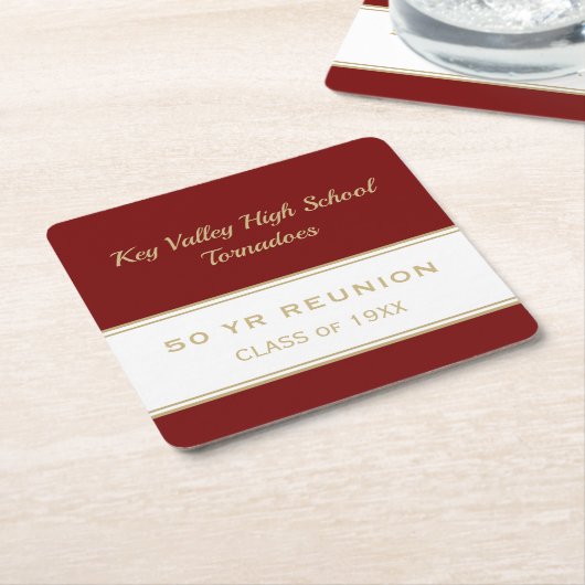 任意の年のカスタム懇親会クラスパーティー紙コースター スクエアペーパーコースター (アングル)