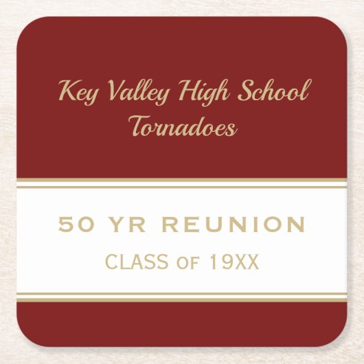 任意の年のカスタム懇親会クラスパーティー紙コースター スクエアペーパーコースター (正面)