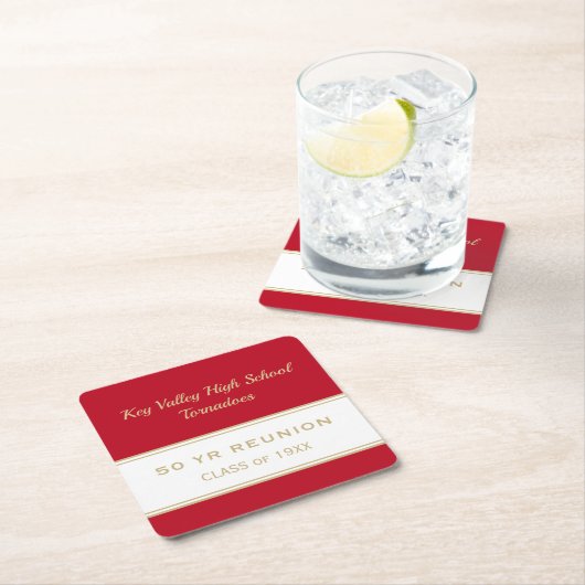 任意の年のカスタム懇親会クラスパーティー紙コースター スクエアペーパーコースター (インサイチュ)